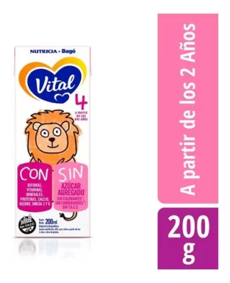 Imagen 1 de Leche Liquida Vital 4 Brick Nutricia Bago X 200 Ml Sabor Original