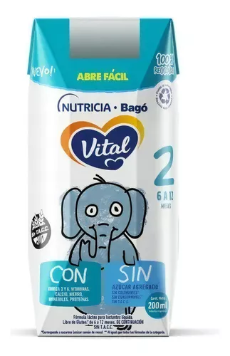 Imagen 4 de 7 de Leche de fórmula líquida Vital 2 (6 a 12 meses) - Brick de 200 mL