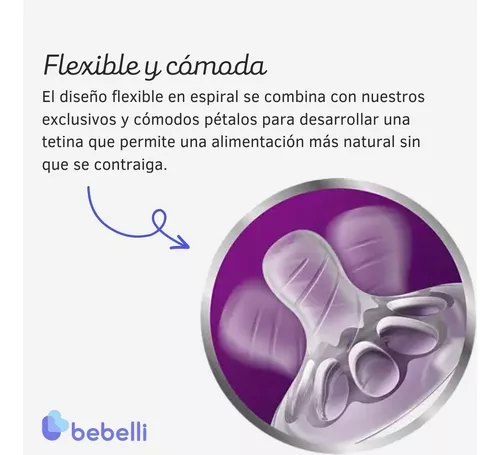 Imagen 6 de 7 de Set Mamadera Avent 125ml Natural + Chupete Night Time 0-6 Meses x2