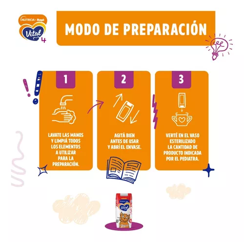 Imagen 2 de 5 de Leche de fórmula líquida Vital 3 (a partir del año) - Brick de 200 mL