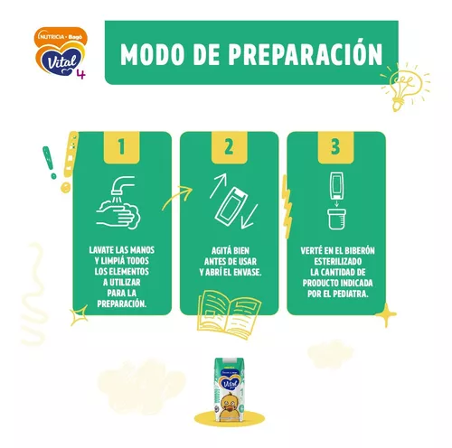 Imagen 3 de 4 de Leche de fórmula líquida Vital 1 (0 a 6 meses) - Brick de 200 mL