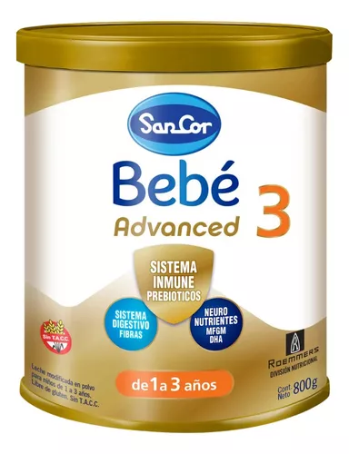 Imagen 4 de 4 de Leche en polvo SanCor Bebe Advanced 3 (Lata x 800g)