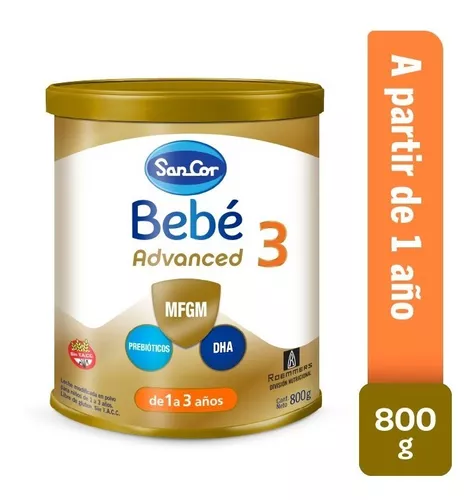 Imagen 1 de 4 de Leche en polvo SanCor Bebe Advanced 3 (Lata x 800g)