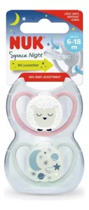 Miniatura 4 de 4 de Set 2 Chupetes Nuk Space Night Luminoso Talle 2 (6 a 18 meses)
