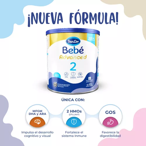 Imagen 3 de 5 de Leche en polvo SanCor Bebe Advanced 2 (Lata x 800g)