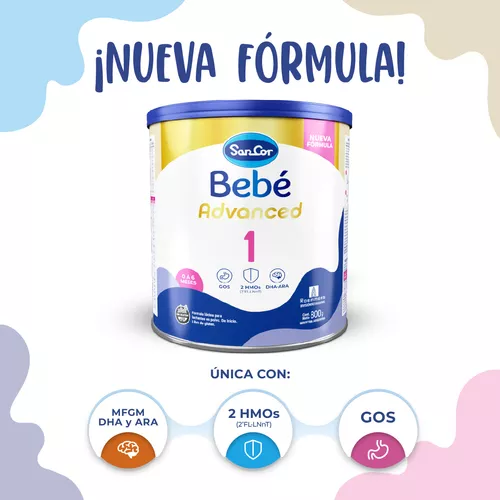 Imagen 3 de 5 de Leche en polvo SanCor Bebe Advanced 1 (Lata x 800gr)