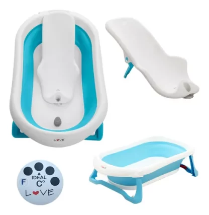 Imagen 1 de 4 de Bañera Bebe Plegable + Asiento Soporte Reductor + Termometro