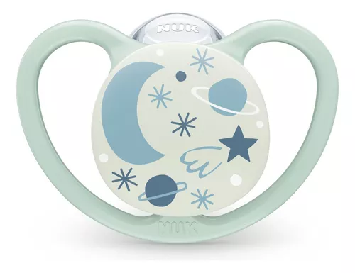 Imagen 3 de 4 de Set 2 Chupetes Nuk Space Night Luminoso Talle 2 (6 a 18 meses)