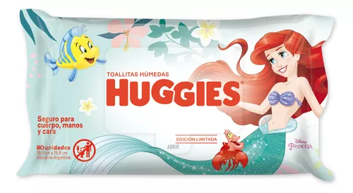 Imagen 1 de 3 de Toallitas Húmedas 4 en 1 Huggies Versión La Sirenita x 80 unidades