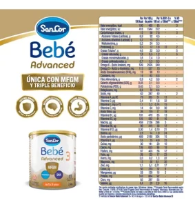 Miniatura 2 de 4 de Leche en polvo SanCor Bebe Advanced 3 (Lata x 800g)