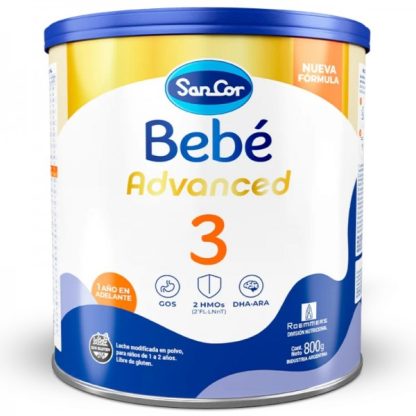 Imagen 1 de 4 de Leche en polvo SanCor Bebe Advanced 3 (Lata x 800g)