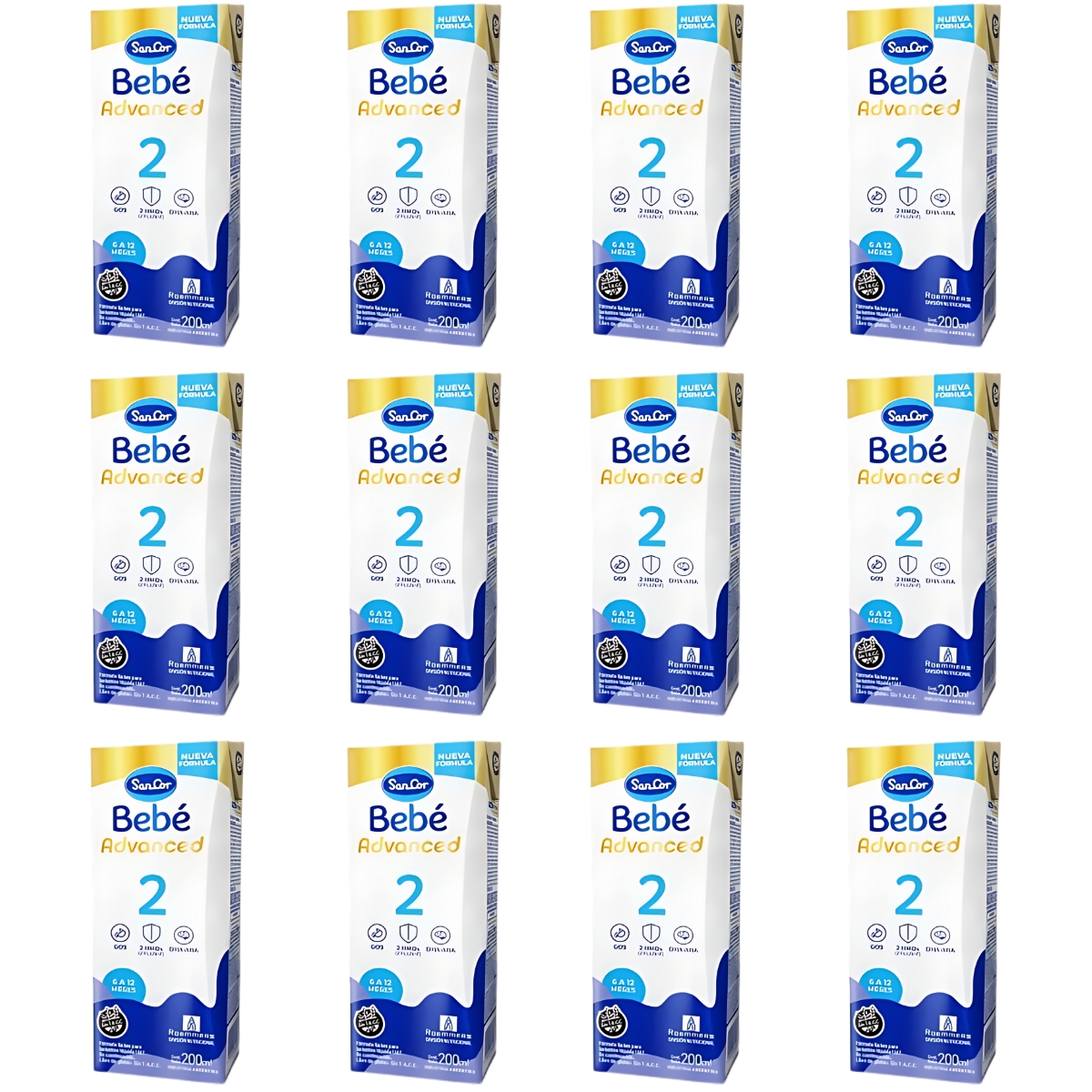 Imagen 2 de 3 de Leche SanCor Bebe Advanced 2 brick x 200ml (pack x12 unidades)