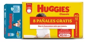 Miniatura 1 de 1 de Pañales Huggies Classic XG 52 unidades + Protect Plus x 8u de regalo