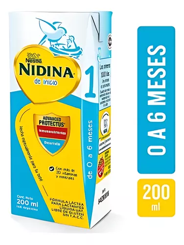 Imagen 2 de 3 de Leche de fórmula líquida Nestle® Nidina 1 (24 bricks x 200mL)