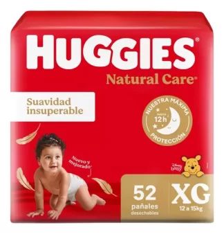 Imagen 2 de Pañales Huggies Natural Care Xg 52 Uni Toallitas Humedas 48u