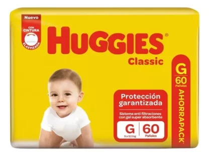 Imagen 2 de 3 de Combo Pañales Huggies Classic G x 60u + Protect Plus x 8u de regalo