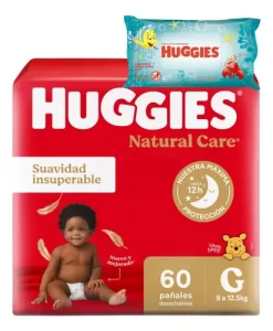 Miniatura 1 de 7 de Combo Pañales Huggies Natural Care G x 60u + Toallitas húmedas La Sirenita 48u