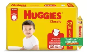 Miniatura 1 de 3 de Combo Pañales Huggies Classic XG x 52u + Toallitas húmedas triple protección x 48u