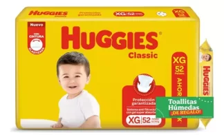 Imagen 1 de Pack Pañales Huggies Classic Xg Toallitas Triple Protección