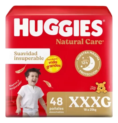 Imagen 2 de 7 de Combo Pañales Huggies Natural Care XXXG x 48u + Toallitas húmedas La Sirenita x 48u