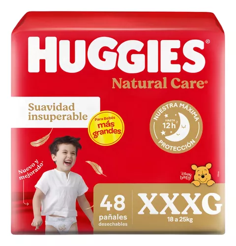 Imagen 2 de 7 de Pañales Huggies Natural Care XXXG 48 unidades + Toallitas Húmedas La Sirenita 48u