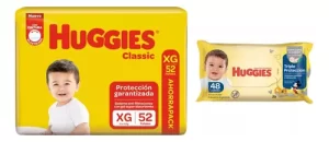 Miniatura 3 de 3 de Combo Pañales Huggies Classic XG x 52u + Toallitas húmedas triple protección x 48u