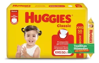 Imagen 1 de Pack Pañales Huggies Classic Xxg Toallitas Triple Protección