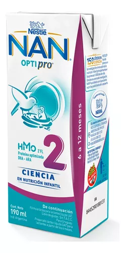 Imagen 3 de 3 de Leche de fórmula líquida NAN Optipro 2 (24 bricks x 190mL)