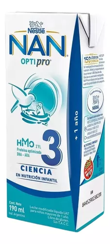 Imagen 4 de 5 de Leche de fórmula líquida NAN Optipro 3 (24 bricks x 190mL)