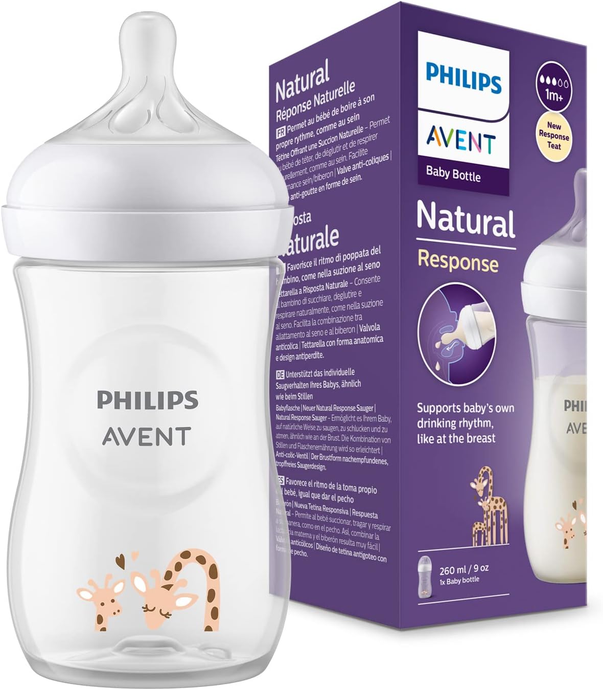 Imagen 1 de 3 de Mamadera Avent Natural Response 260 mL Jirafa