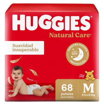 Imagen 2 de 3 de Combo Pañales Huggies Natural Care M x 68u + Toallitas húmedas La Sirenita 48u
