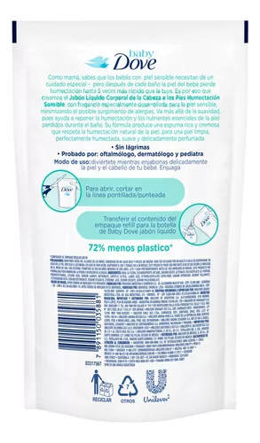 Imagen 4 de 5 de Repuesto Jabón Líquido Baby Dove Humectación Sensible 180 mL