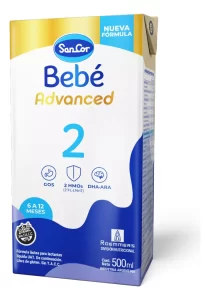 Miniatura 2 de 3 de Leche líquida Sancor Bebe 2 Advanced Formula (Caja x 12 bricks de 500mL)