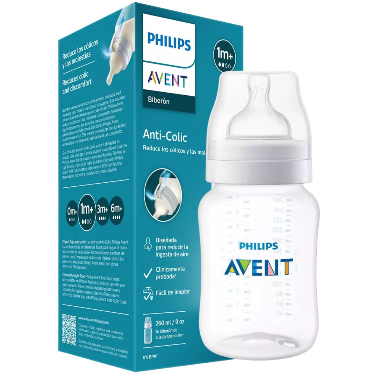 Imagen 1 de 8 de Mamadera Philips Avent Anticolic Refresh Transparente 260mL