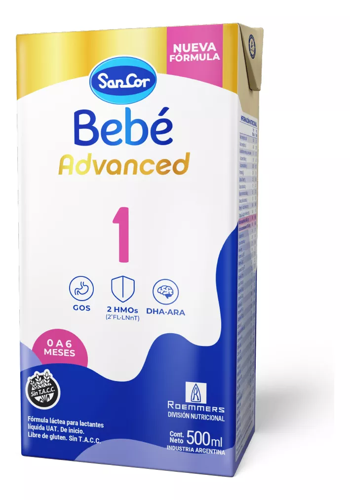 Imagen 1 de 2 de Leche líquida Sancor Bebe Advanced 1 Carton 500mL (0 a 6 meses)