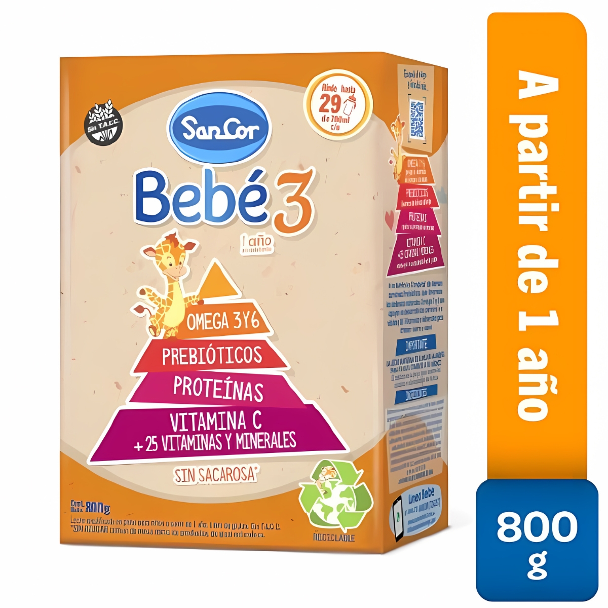 Imagen 1 de 3 de Leche En Polvo Sancor Bebé 3 Nutrición Completa Caja 800g (12 Meses a 4 Años)