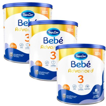 Imagen 1 de 4 de Combo x3 Leche en Polvo Sancor Bebe Advanced 3 lata x 800g