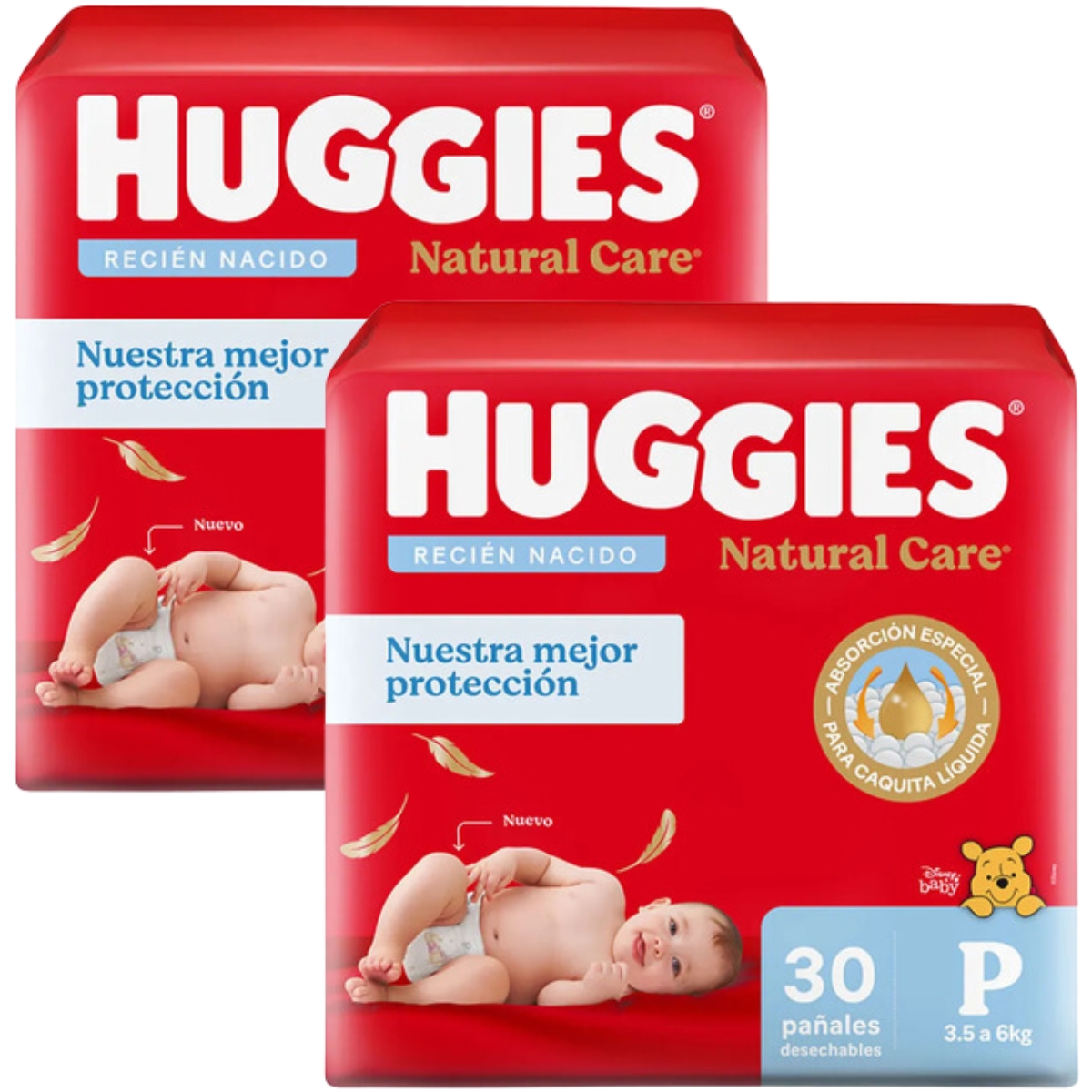 Imagen 1 de 3 de Pañales Huggies Natural Care Talle P X 60 Unidades
