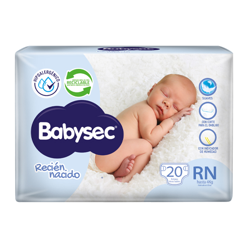 Imagen 1 de 2 de Pañales Babysec Super Premium Recién Nacido 20 uni