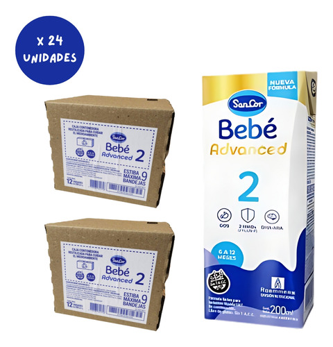 Imagen 2 de 3 de Combo x24 Leche Sancor Bebe Advanced 2 x 200ml