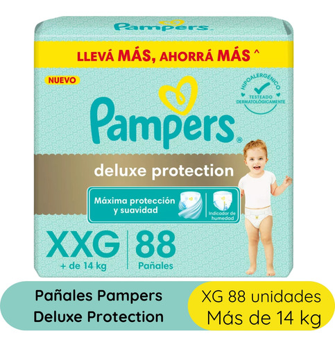 Imagen 3 de 4 de Combo x2 Pañales Pampers combinación Deluxe Proteccion XXG x 88u + Babydry XG x 96u