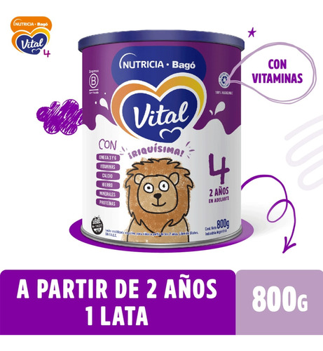 Imagen 3 de 4 de Combo x5 Leche En Polvo Vital 4 lata 800gr