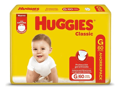 Imagen 3 de 3 de Combo x2 Pañales Huggies Classic G x 60u