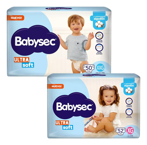 Imagen 1 de 4 de Combo Pañales Babysec Ultrasoft XXG 50u + XG 52u