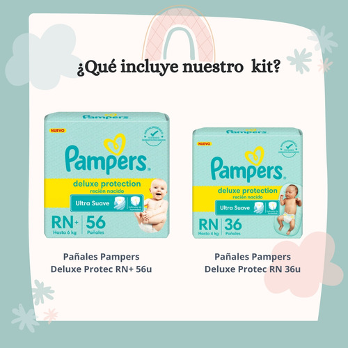 Imagen 2 de 4 de Combo x2 Pañales Pampers Deluxe Protection Recien Nacido 36u + 56u