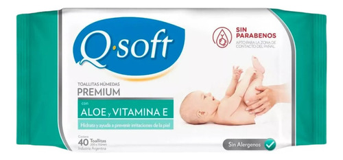 Imagen 3 de 3 de Toallitas Húmedas Q-soft Premium Aloe Y Vitamina E X 40 Uni