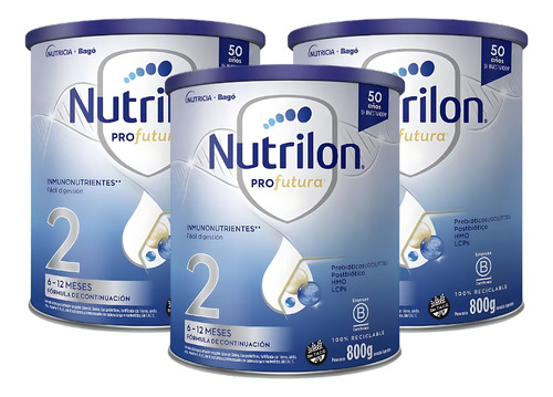 Imagen 1 de 3 de Combo x3 Leche En Polvo Nutrilon Profutura 2 Lata 800g