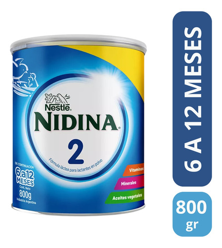 Imagen 3 de 3 de Combo x5 Leche En Polvo Nidina 2 Lata x 800g