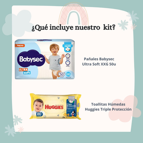 Imagen 2 de 4 de Combo Pañales Babysec Ultrasoft XXG x 50u + Toallitas húmedas triple protección 80u