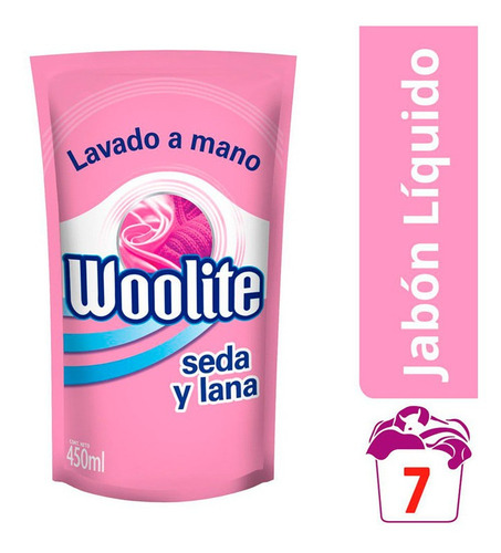 Imagen 2 de 2 de Jabón Líquido Woolite Lavado A Mano Seda Y Lana D/p 450 Ml